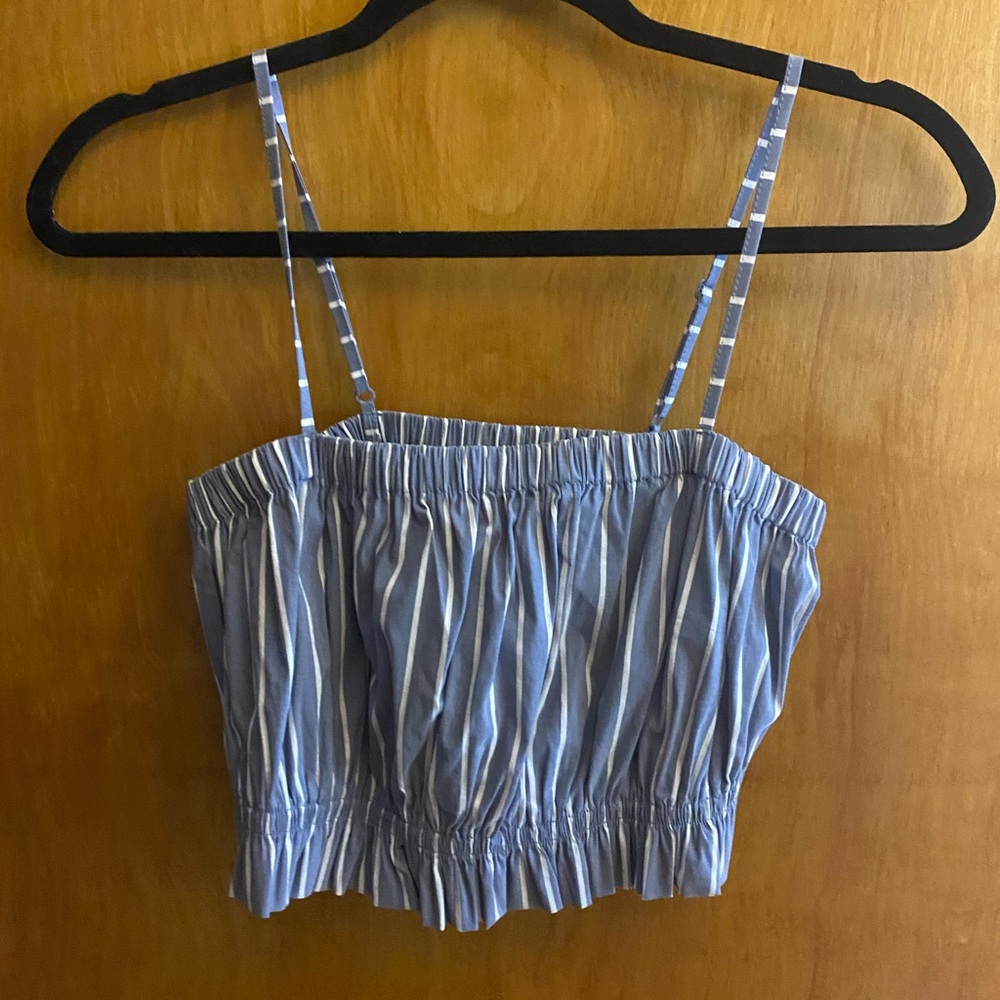 Blue and white striped crop top Urban Outfitters